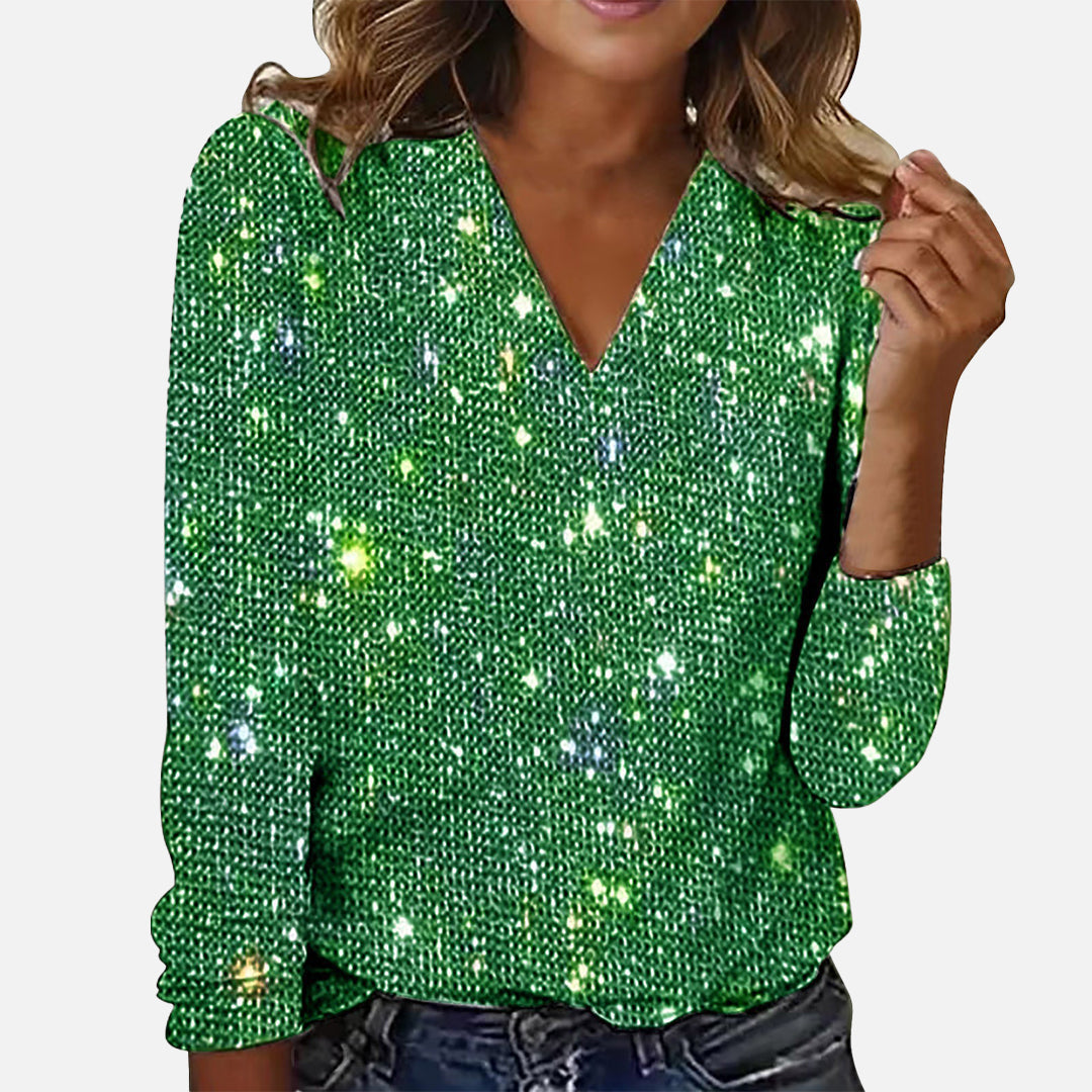 Gwen | Sparkle V-Neck Blouse