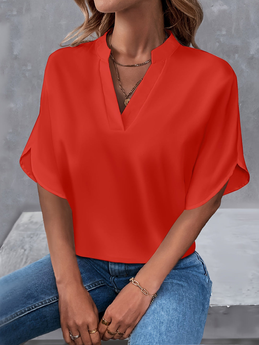 Janet | Notched Collar Relaxed Blouse
