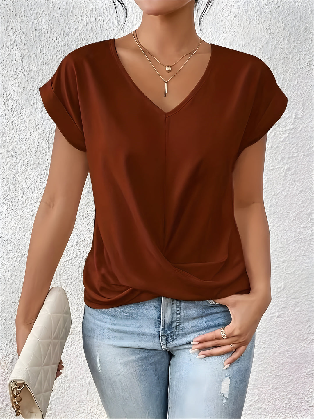 Sophia | Draped V-Neck Blouse