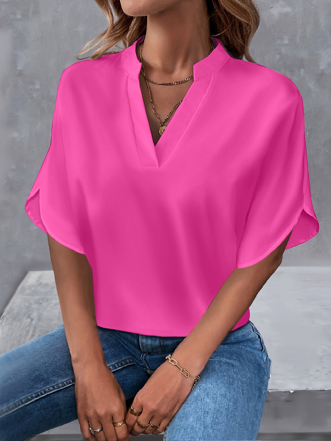 Janet | Notched Collar Relaxed Blouse