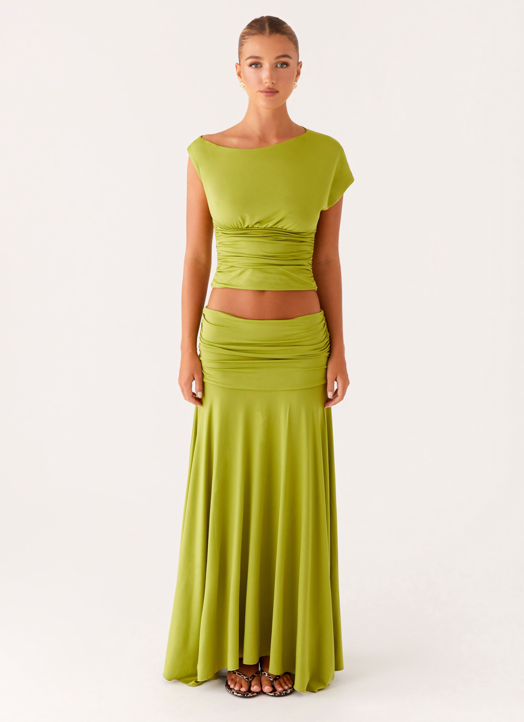 Sabrina | Ruched Crop & Maxi Skirt Set