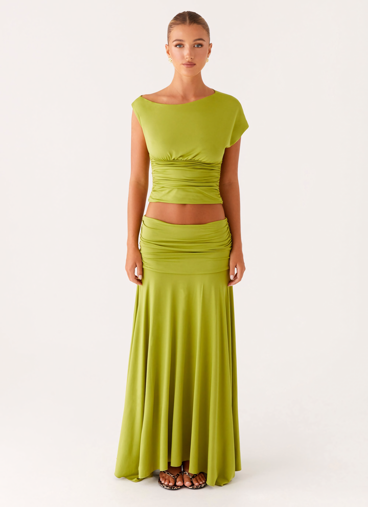 Sabrina | Ruched Crop & Maxi Skirt Set