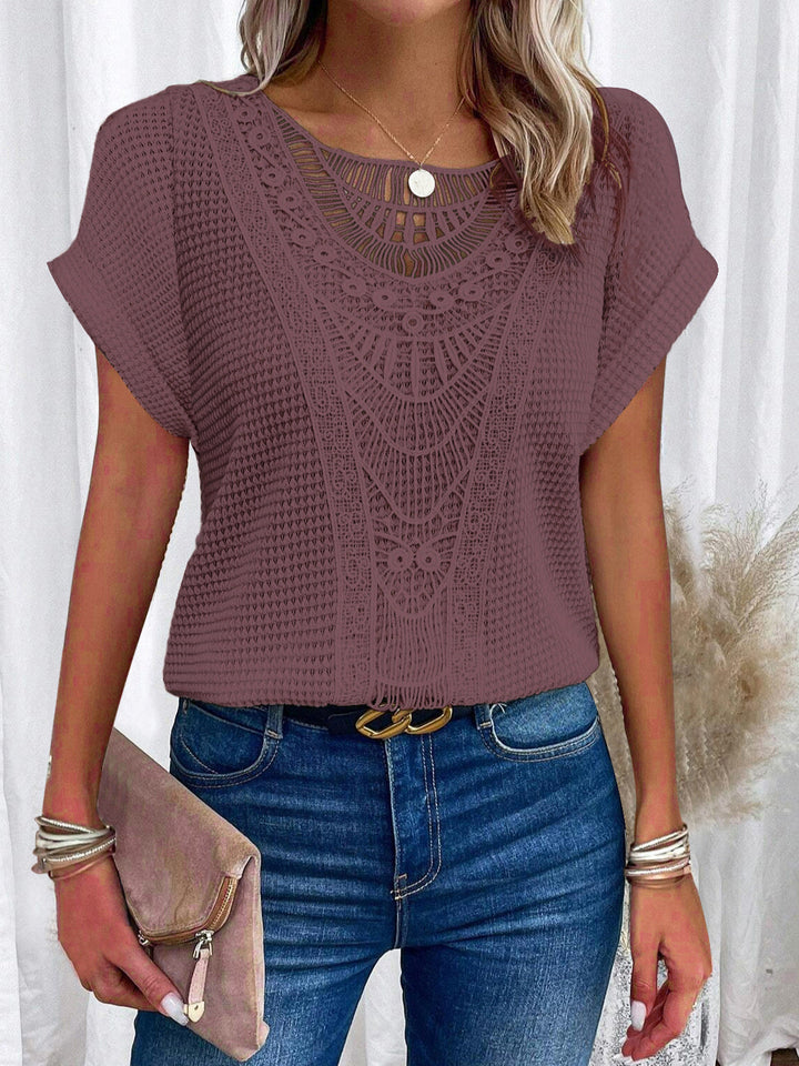 Rita | Crochet Accent Knit Top