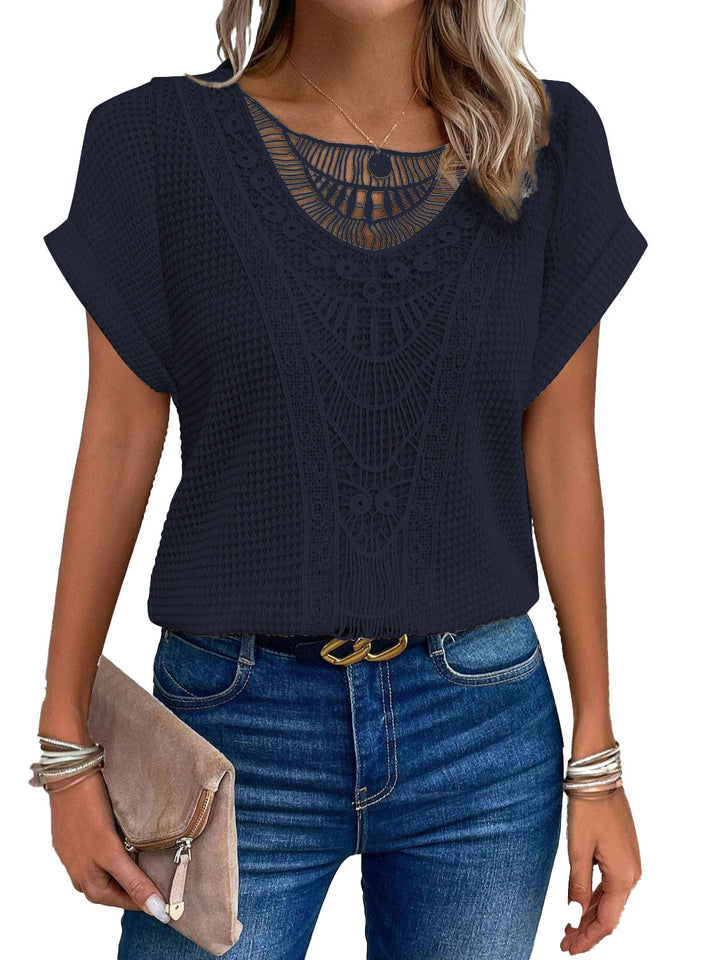 Rita | Crochet Accent Knit Top