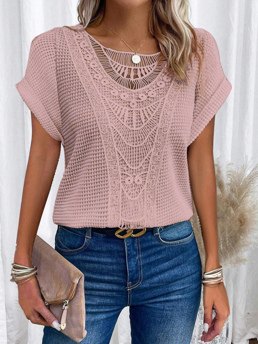Rita | Crochet Accent Knit Top