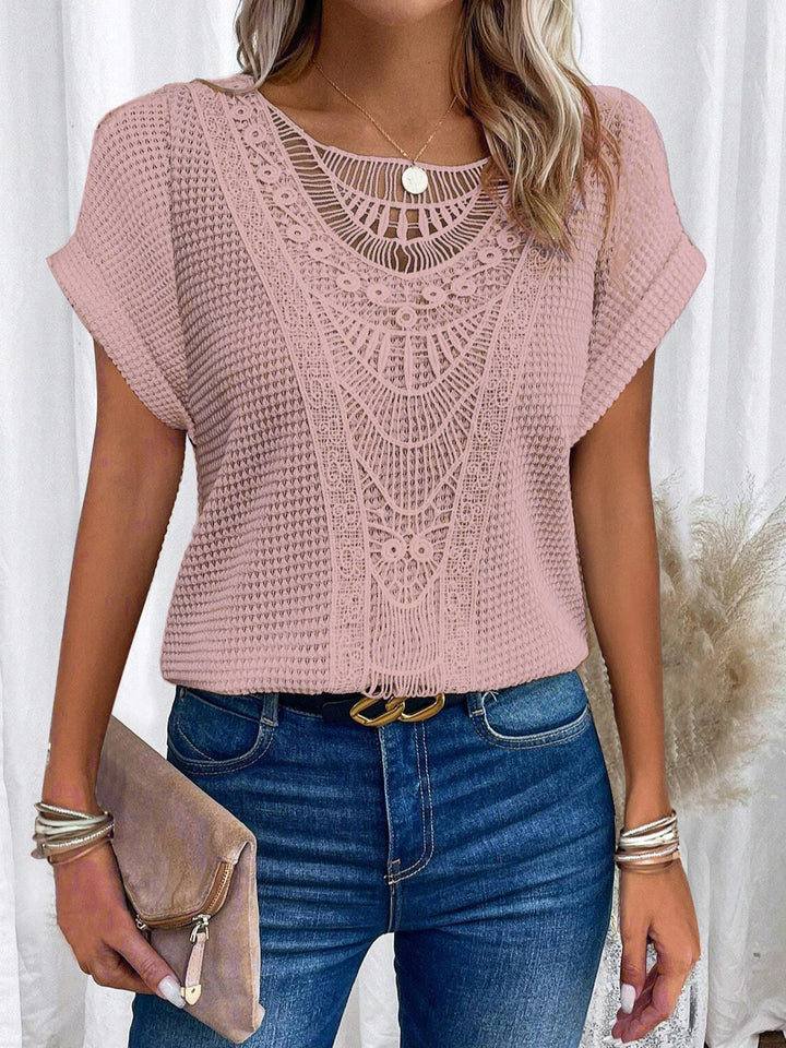 Rita | Crochet Accent Knit Top
