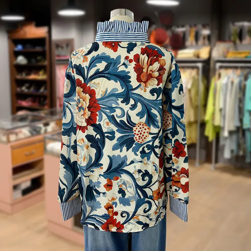 Marjorie | Statement Floral Collar Blouse