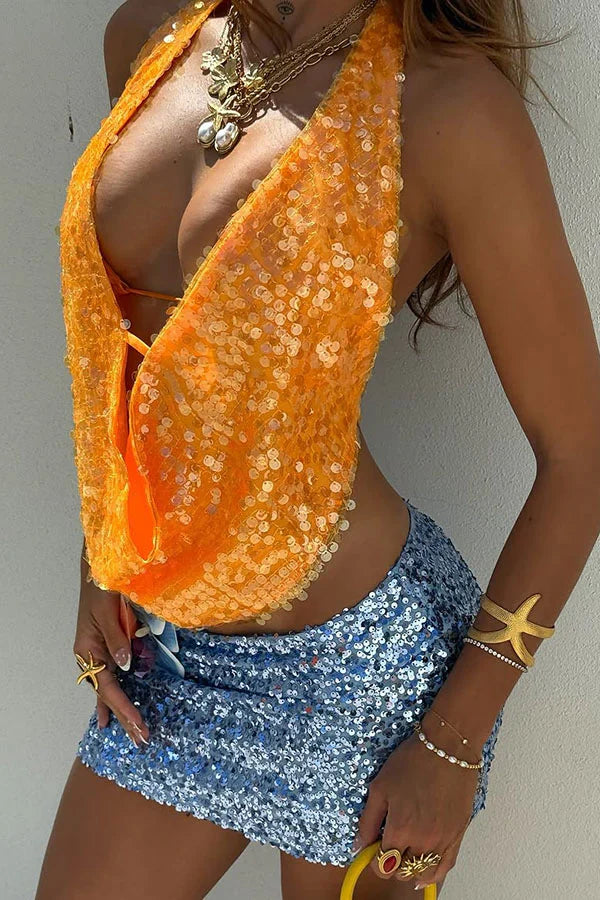 Carmen | Sequin Halter Top